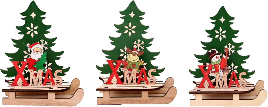 Decorazioni Di Natale Fai Da Te.Wohlstand 3pcs Ornamento Di Natale In Legno Fai Da Te Cartoon Puzzle Decorazioni Di Albero Di Natale Di Slitta Decorazioni Di Natale Per L Home Store Office Amazon It Casa E Cucina