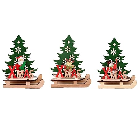 Wohlstand 3pcs Ornamento Di Natale In Legnofai Da Te Cartoon Puzzledecorazioni Di Albero Di Nataledi Slitta Decorazioni Di Natale Per Lhome Store