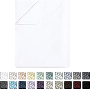 Flat Sheet Only - 400-Thread-Count King Size Pure White Top Sheet - Best Premium Quality Sheet on Amazon - Luxury Soft 100% Cotton Sateen Weave Bedding, Lightweight and Breathable