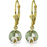 Galaxy Gold GG 3.1 CTW 14k Solid Gold Leverback Earrings Green Amethyst