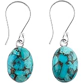 DEVMUKTI 925 Sterling Silver Dainty Earrings, Natural Gemstones Wicca & Reiki Healing Crystals, Polished Stones, Handmade Boho Lightweight Jewelry, Birthday Christmas Gift for Women