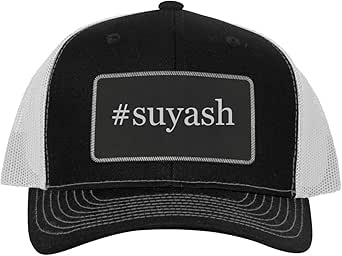 #suyash - Leather Hashtag Black Patch Engraved Trucker Hat, Black-White, One Size at Amazon Men 