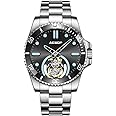 AESOP Tourbillon Men Watch Unidirectional Rotating Bezel Mechanical Hand Wind Wristwatches Analog Luminous Sapphire Stainless Business Luxury Watch for Men 7060