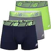 New Balance Men's No Fly Trunks Underwear, Jacquard Waistband, Breathable Lightweight, Moisture Wicking (3 Pack)