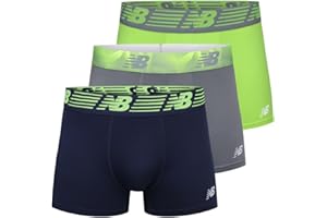 New Balance Men's No Fly Trunks Underwear, Jacquard Waistband, Breathable Lightweight, Moisture Wicking (3 Pack)