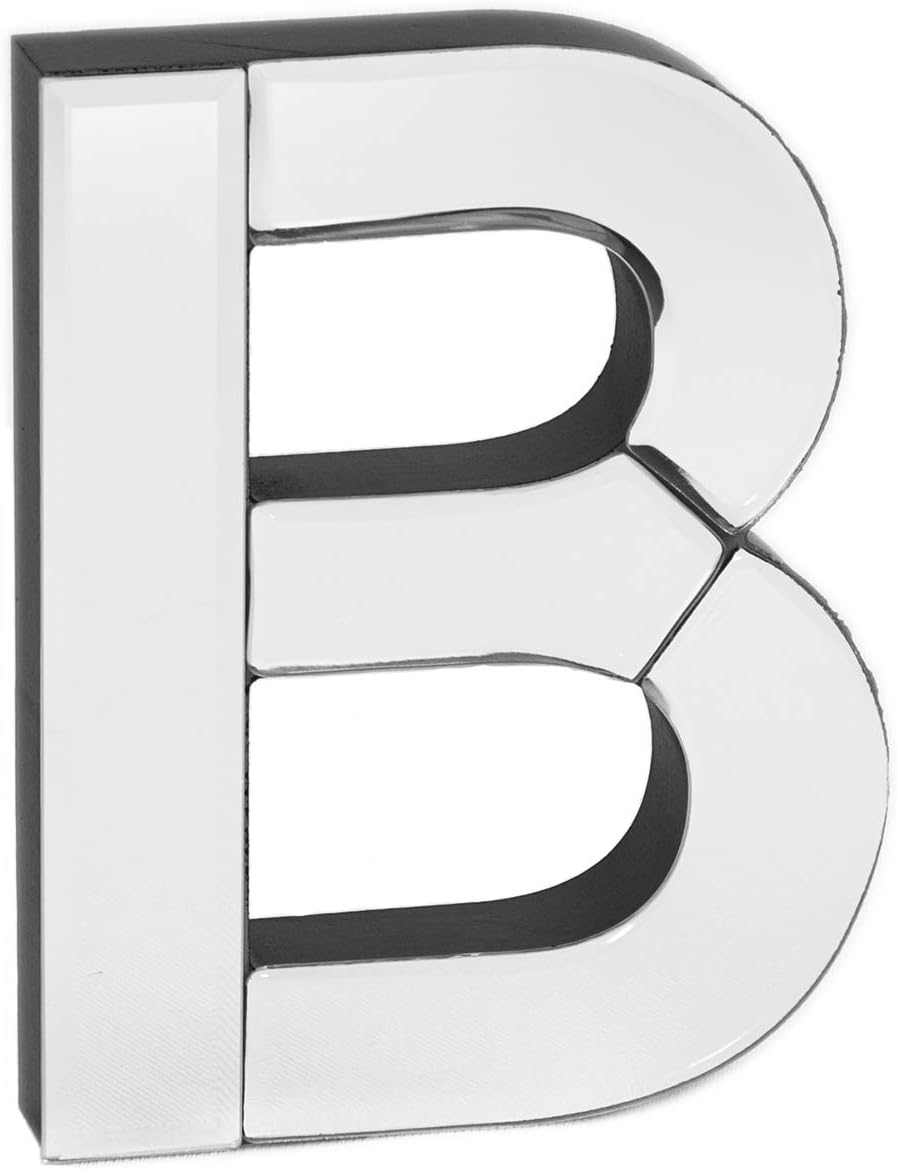 COLLECTIVE HOME - 7-inch Tall Mirrored Glass and Wood Decorative Letter, Home-Bedroom-Office Wall Décor. Perfect Fun Gift to Encourage Girls, Young Ladies & Teens. (B)