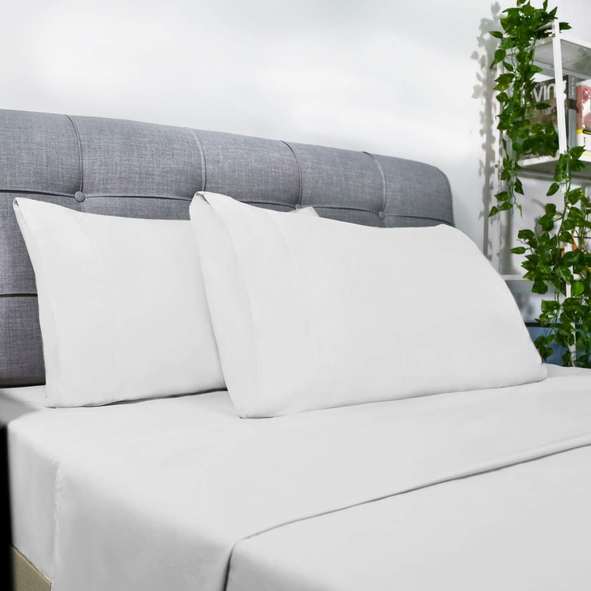 HOMEIDEAS Bed Sheets Set Extra Soft Brushed Microfiber 1800 Bedding Sheets - Deep Pocket, Wrinkle & Fade Free - 4 Piece(Queen,White): Home & Kitchen