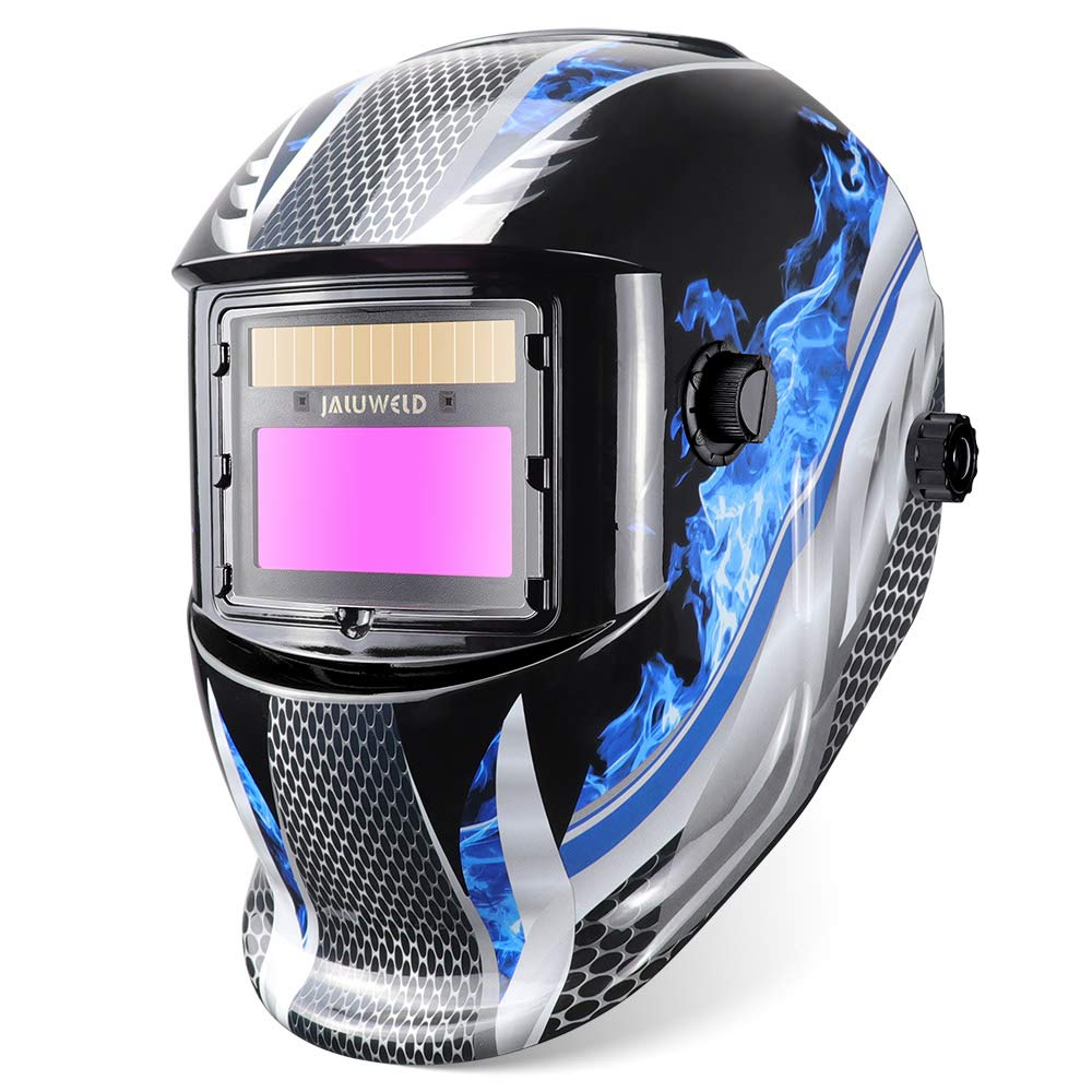 JALUWELD Auto Darkening Welding Helmet Adjustable Welding Mask Battery & Solar Powered Welders Helmet DIN9-13 Shade Welders Mask Arc Tig Mig Grinding