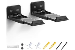 ELETIUO Soundbar Wall Mount Bracket for Samsung, LG, Sony, JBL, Vizio, Sonos and More, Depth Adjustable 3.5”-6.1”, Soundbar Shelf Under TV, Black