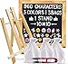 Felt Letter Board with 960 Letters (White, Pink, Gold), 3 Travel Bags, Oak Stand, Scissors, and 60 Emojis (3 Colors). Square 10X10 Inches Sign with Changeable Messages and Characters