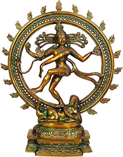 Aone India Lord Shiva as Nataraja (in Golden and Green Hues) - Brass Statue