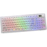 Odpaltoy V99 Hot Swappable Transparent Mechanical Keyboard with OLED Display,98 Keys RGB Custom Gaming Gasket Structures with BT5.1/2.4G/USB-C for Windows/Mac,Pioneer V1 Satellite Axis
