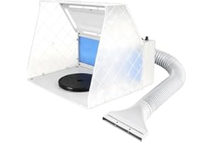 JOYABEST Airbrush Hobby Spray Booth Kit,Paint Booth with Adjustable 5.1m³/min Powerful Fan and LED Light,5 Foot Exhaust Extension Hose,2-layerFilter Spray Booth for Painting,Cake, Craft, Hobby,