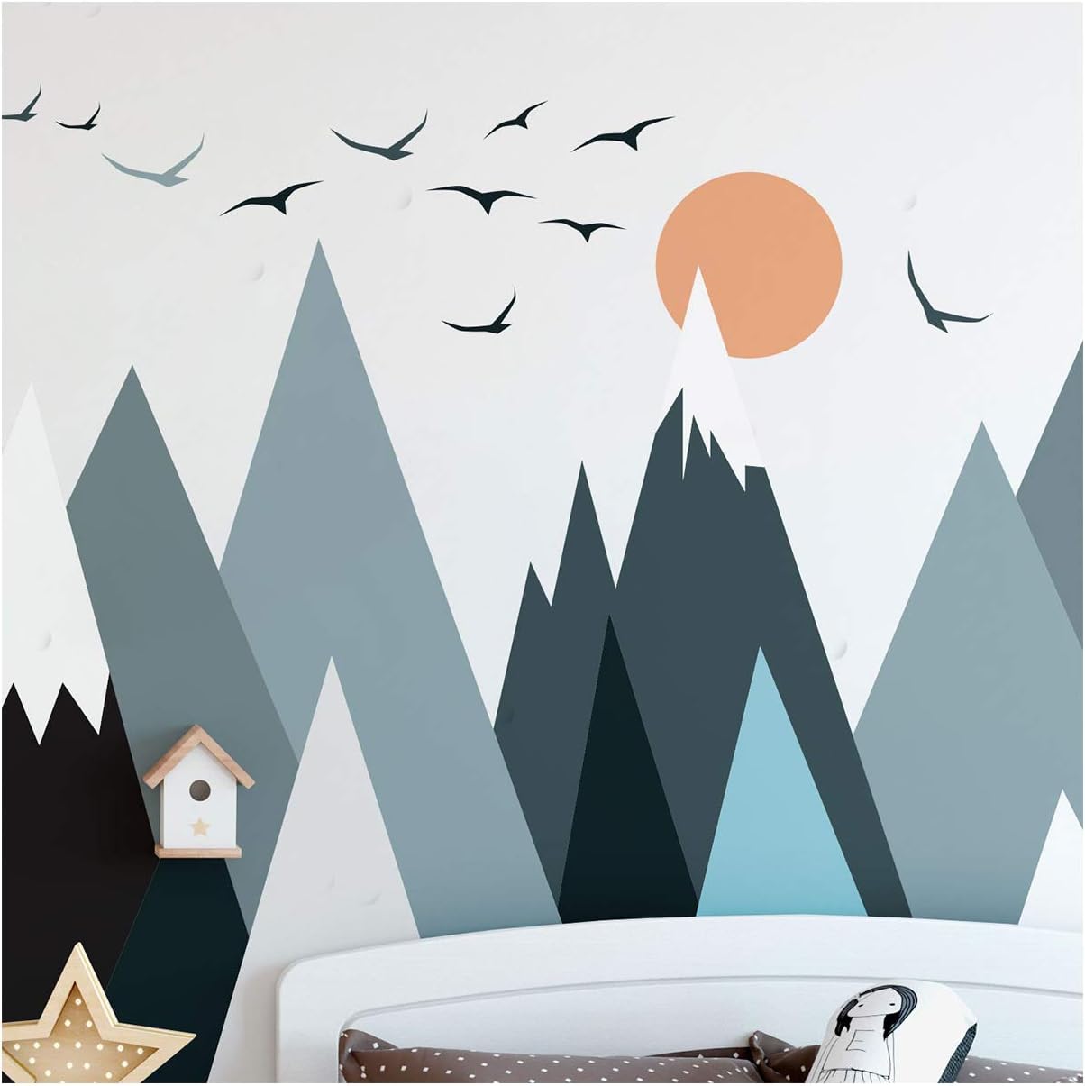 Ambiance Stickers Scandinavian Parka Mountains Wall Decals, DIY Home Decor, Peel and Stick Removable Stickers, Waterproof and Self Adhesive Wall Art - H60 x L115 CM