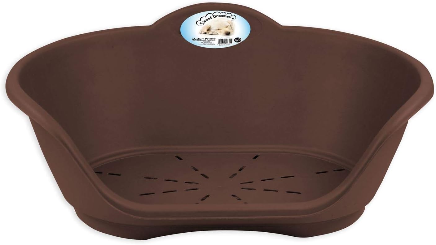 World of petsDog bed basket pet cat puppy heavy duty re-usable plastic waterproof large brown