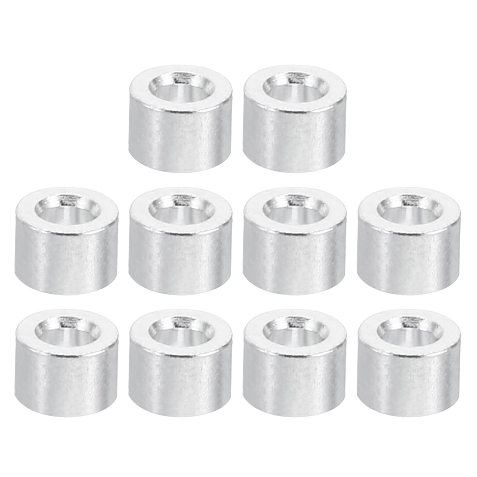 PATIKIL M2 Aluminum Spacers, 10 Pcs Metal Spacer Aluminum 2.1mm ID x 4mm OD x 3mm L Aluminum Spacer Screw Standoff Round for M2 Screw Bolts