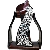 Majestic Ally Western Horse Aluminum Black Engraved Stirrups- Adults