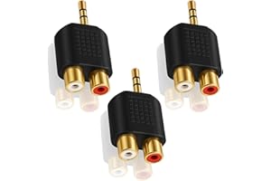 3.5 mm TRS to Dual RCA F (3-Pack), 3.5mm Stereo Male to Dual RCA Female Audio Breakout Adapter