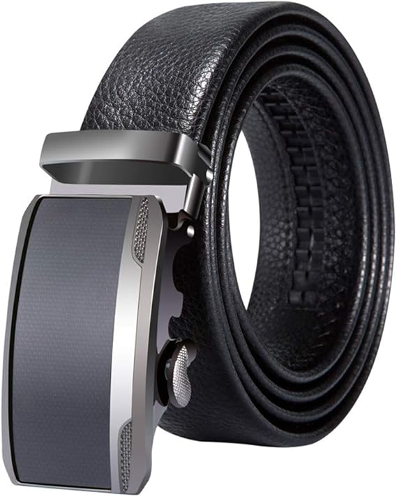 Amazon ベルト メンズ メンズブラックレザーベルト メンズエッジング スクラッチ耐性 耐摩耗性の自動バックルベルト長さ 110 125cm 001 1 ベルト 通販