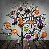 Valery Madelyn 24ct Shatterproof Halloween Ball Ornaments Naughty Halloween Pumpkin and Spider Decorations, Themed with Halloween Wreath (Not Included)