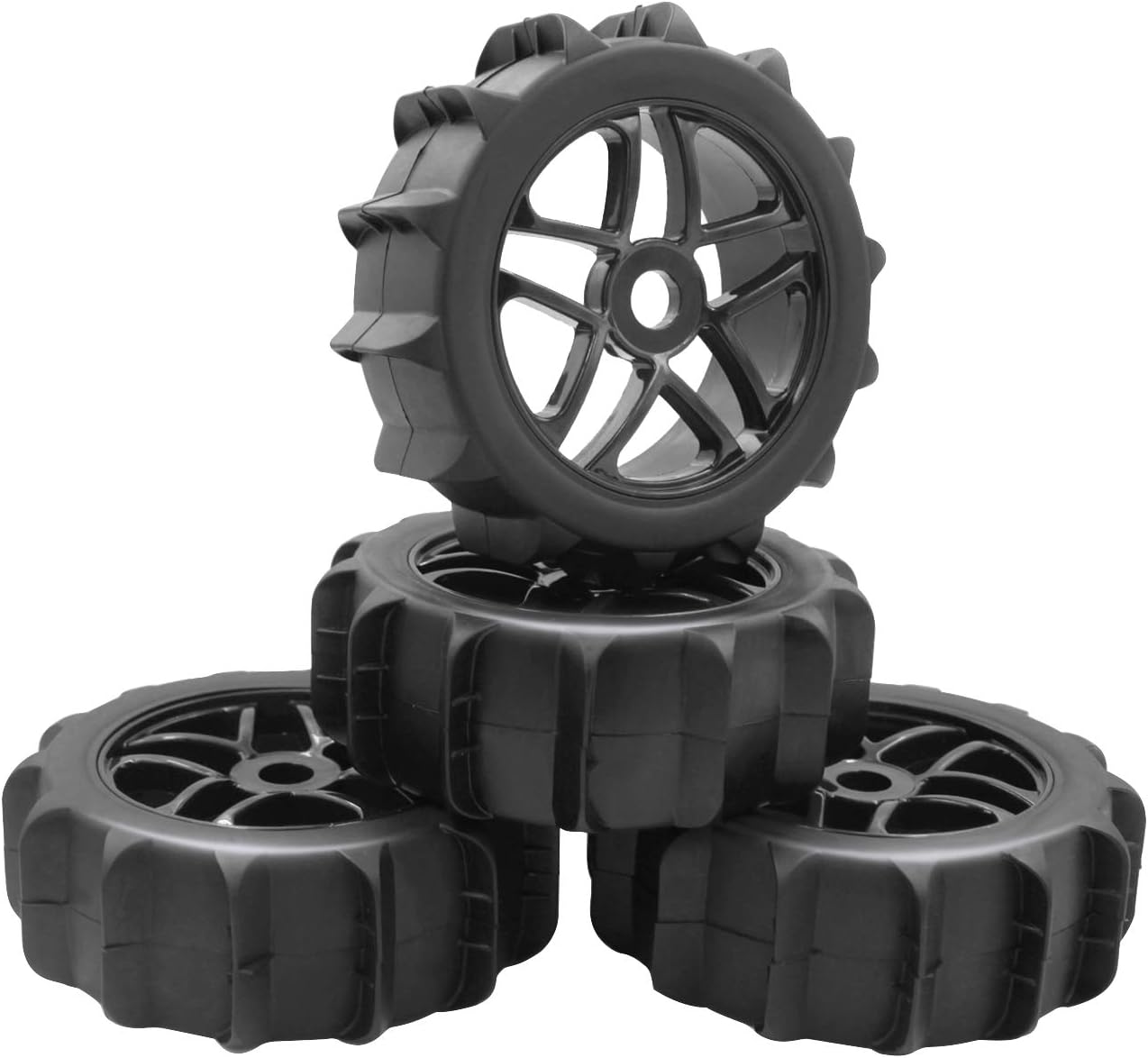 4 PCS RC 1/8 Paddles Buggy Tires 17 mm Hubs Wheels Tyre for
