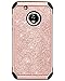 Moto G5 Plus Case,Moto G Plus (5th Generation) Case, BENTOBEN Glitter Faux Leather 2 in 1 Slim Hard Laminated with Luxury Shiny Chrome Shockproof Protective Case for Motorola Moto G5 Plus,Rose Gold