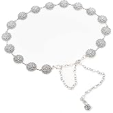 ILuvatar Luvatar Womens Metal Chain Dress Belt Hollow Out Daisy Sweater Belt Decorated Skinny Waist Belt