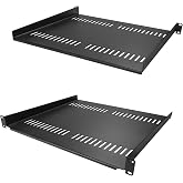 StarTech 2-Pack 1U Vented Cantilever Shelf, 16in, 44lb (CABSHELF116V2PK) | 44lb/20kg each, 16in/40cm deep, 14-gauge SPCC steel, EIA-310 fit