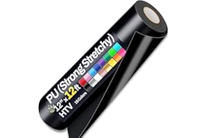 12" x 12ft Heat Transfer Vinyl Rolls, PU (Strong Stretchy) HTV Vinyl Black for Shirts, Sooez Iron on Vinyl for All Cutter Machine, Easy to Cut & Weed for DIY Heat Vinyls Design, Matte Finish