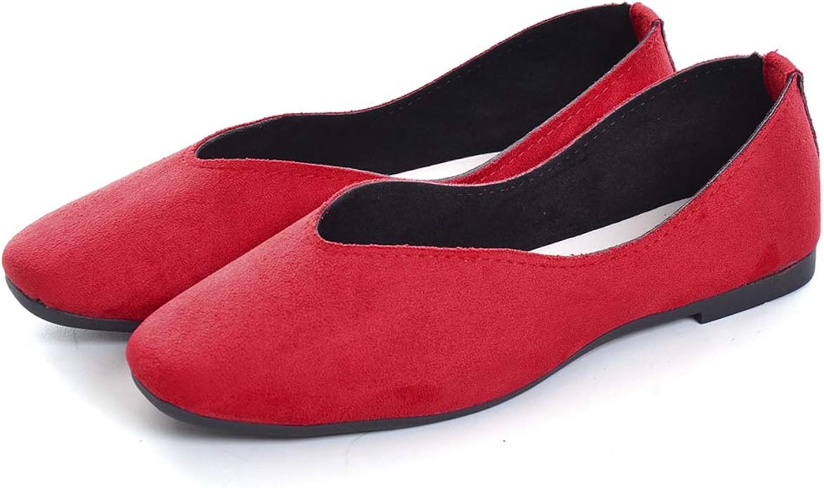 red suede ballet flats