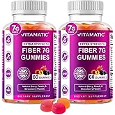 Vitamatic Prebiotic Fiber Gummies for Adults – 2 Pack (Total 120 Gummies) 7g Fiber per Serving | Extra Strength | Zero Sugar Added | Pectin-Based | Digestive Health & Regularity Support