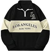 SHENHE Men's Quarter Zip Pullover Color Block Graphic Vintage Preppy Sweatshirt Fall Clothes