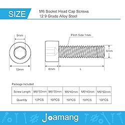 Joamang M6 x 30mm 35mm 40mm 45mm 50mm Hex Socket