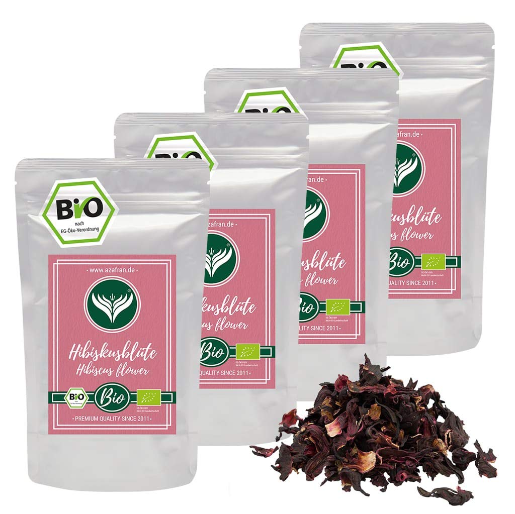 Azafran BIO Hibiskusblüten, Hibiskus ganz getrocknet, ideal als Hibiscus Tee 1kg