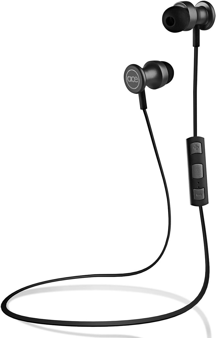 Acesori Bluetooth Sports Headphones, Rich Audio & Bass Quality with Sweat Proof Magnetic Earbuds for Running & Gym Workouts- Jet Black Colored A.Buds