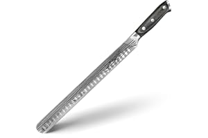 YFWOOD Carving Knife, 12 Inch Brisket Knife, High Carbon Stainless Steel Super Sharp Slicing Knife for Meat Cutting, Fruit Cu