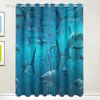 Amazon Saiaos 遮光カーテン 2枚セット サメはとてもかっこいいですが あなたはすでにそれを知っていました おしゃれ 部屋飾り 断熱 防寒 防音 省エネ 間仕切りカーテン 洗える かわいい リビングルーム 寝室 かーてん 幅100cm丈178cm カーテン オンライン通販