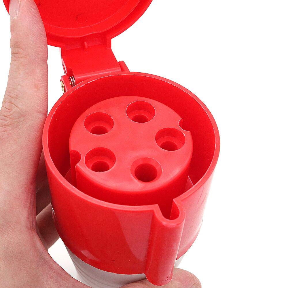 POFET 2Pcs Power Plus 32AMP Socket 240-415 Volt 5 Pin (IP44) Coupling Sockets - Red, 4# - Image 3