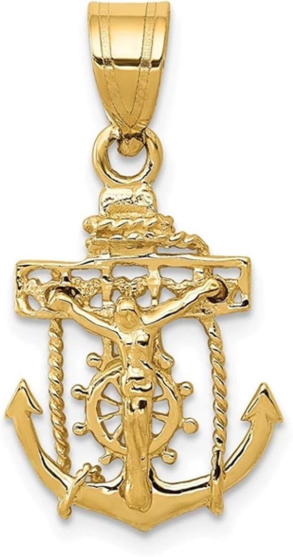 Men's 14k Yellow Gold Mariners Cross Pendant (26X14MM)