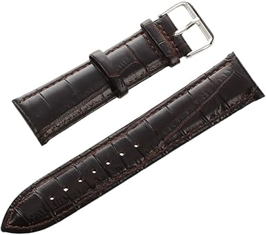 SODIAL(R) 22 mm correa para reloj de cuero real con hebilla Marron Oscuro