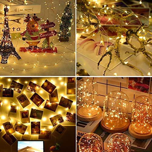 16 Pezzi Luci LED Batteria, Catena Luminosa 2m 20 LED Fairy Light Filo Rame Ghirlanda Luminosa Lucine LED Decorative Waterproof luci di Natale per Camere da Letto Giardino Feste
