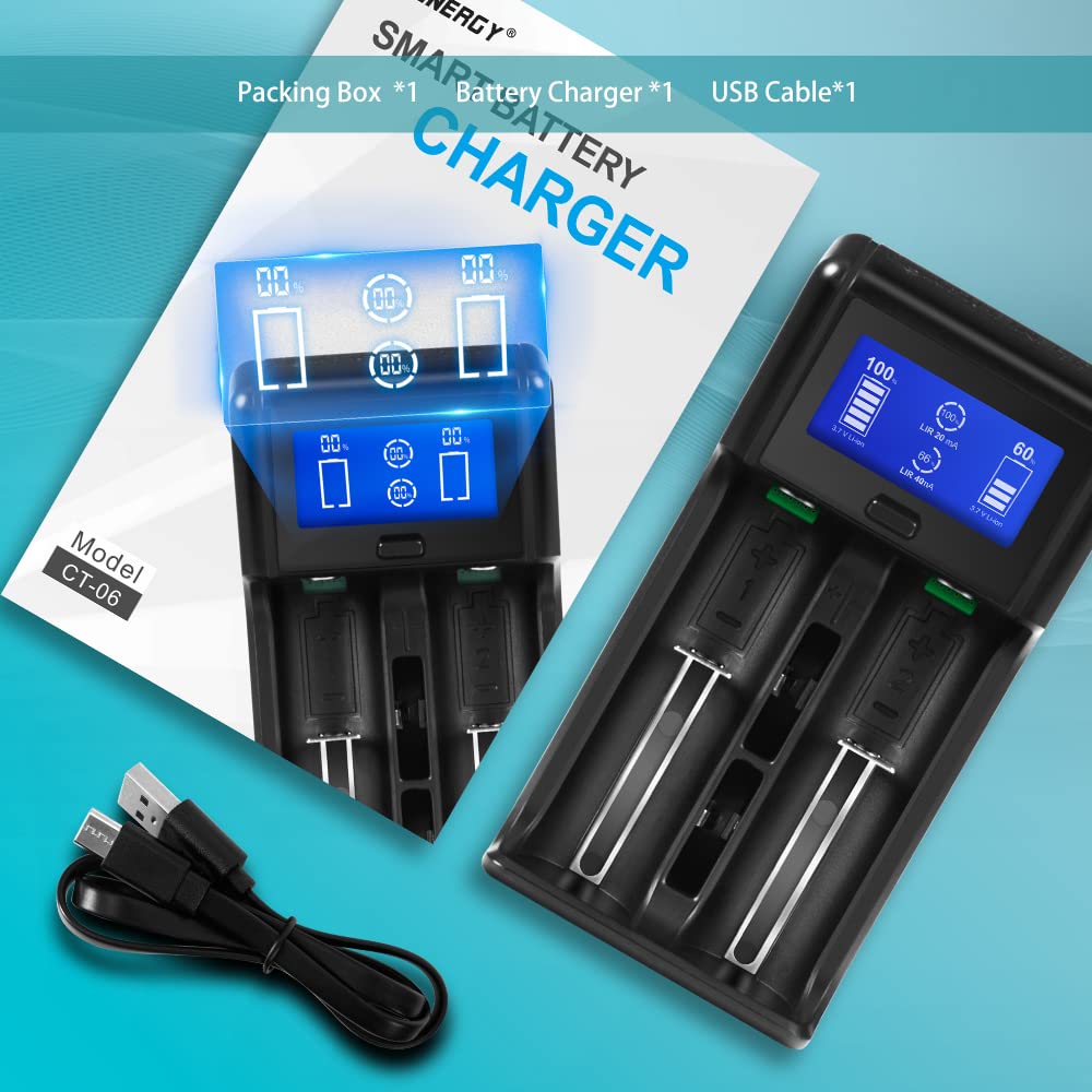 Universal Battery Charger Smart Charging All Types of Lithium Ion Batteries Flashlight Battery 18500 18350 16650 17500 10440 AA AAA C /1.5V/1.2V Coin Cell (Batteries Not Included)