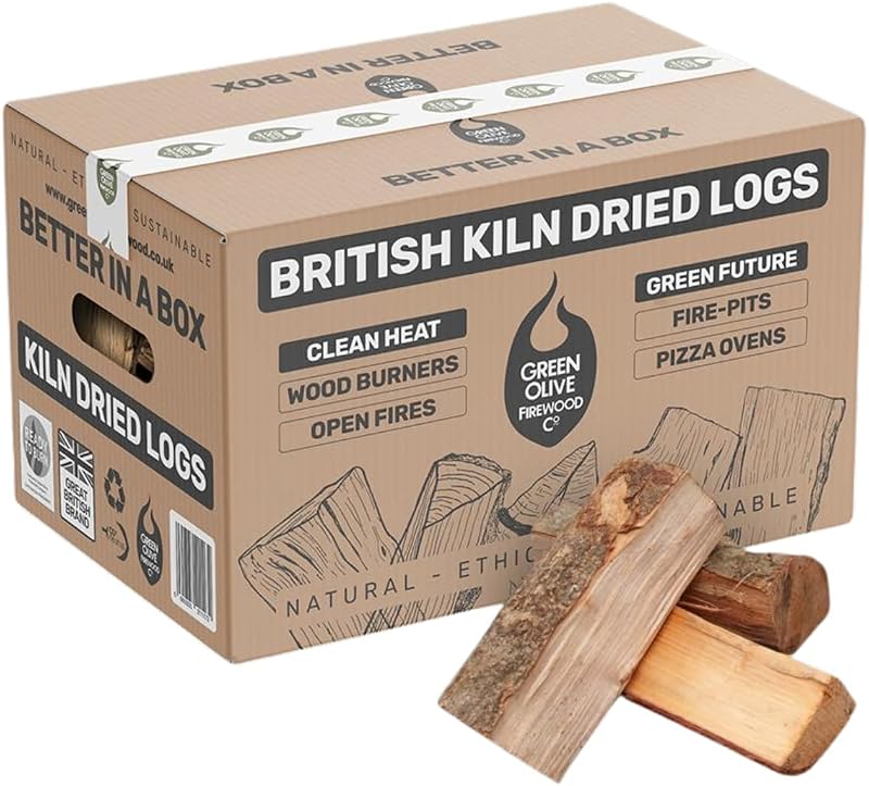 Green Olive Kiln Dried Firewood Logs 6kg UK Sourced Low Moisture 16%