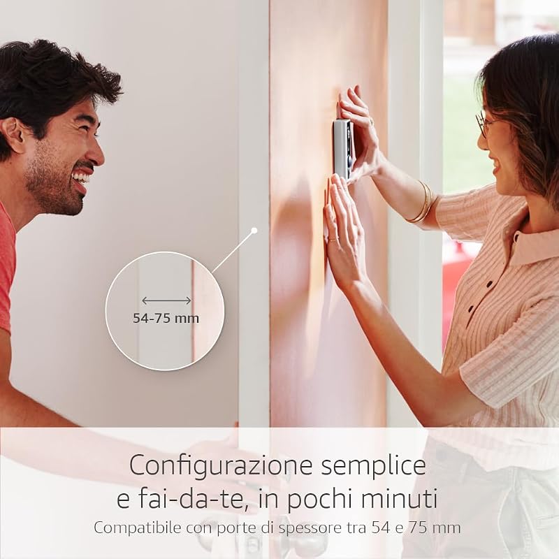 Spioncino digitale con videocamera (Door View Cam) | Spessore porta: 54-75 mm (versione consigliata) | Videocitofono senza fili, HD a 1080p e wi-fi | Ring Home: 30 gg. prova gratuita