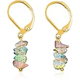 Gemsymphony Chips Gemstone Earrings – Natural Raw Stone Chips, Leverback Hook, Hypoallergenic Gold Plated – Handmade Boho Dangle Earrings for Women – Lightweight Gift Jewelry