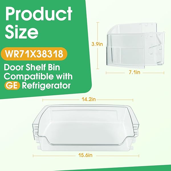2025 UPGRADED WR71X38318 REFRIGERATOR DOOR SHELF BIN FOR GE, REPLACEMENT PART WR71X24428 4975917 AP7175677 PS16619590 EAP16619590