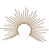 mdgfge Halo Crown Spiked Headband Goddess Headbands Mary Headband Halloween Headdress Hair Accessories for Women Girls Halloween Cosplay Party, Gold