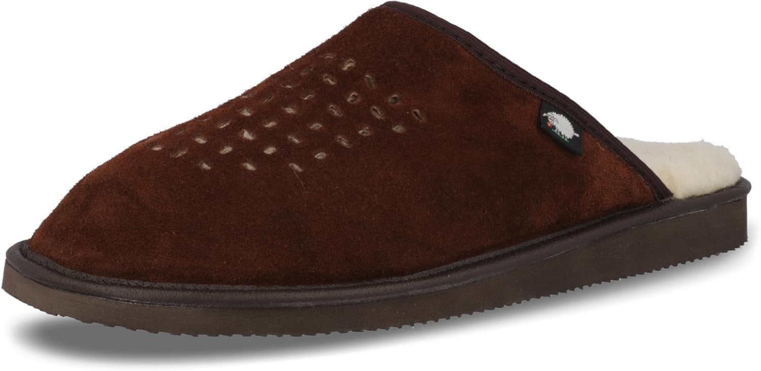 Mens Suede Mule Slippers/Natural Wool Lining and Arch