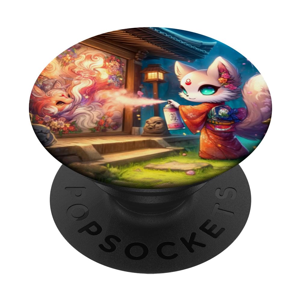 Kawaii Kitsune Graffiti: The Kitsune's Artist PopSockets Swappable PopGrip