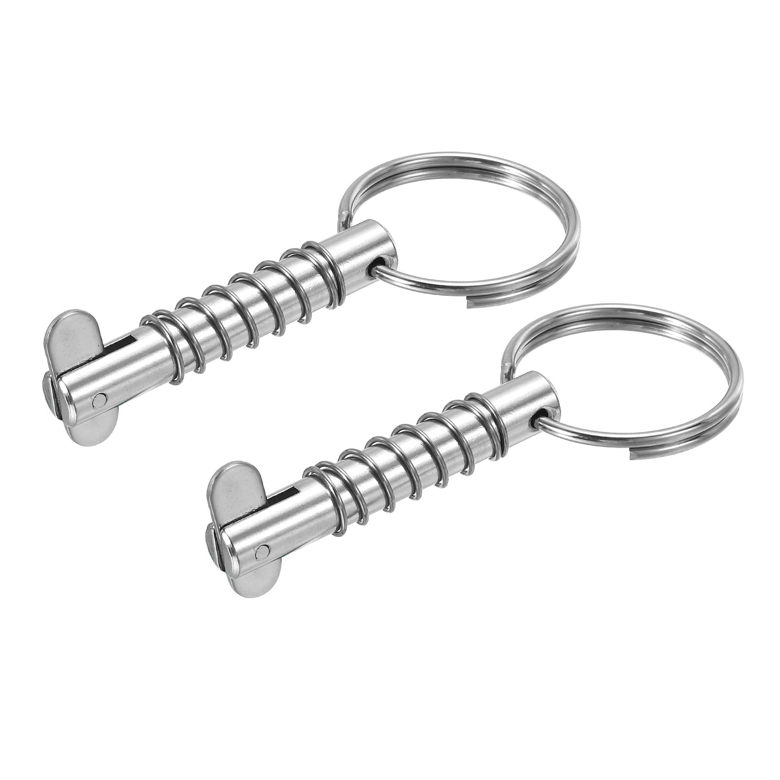 PATIKIL 316 Stainless Steel Quick Release Pin 2 Pack Bimini Top Pin Usable Length 1.6", Total Length 2", Dia 0.3" Boat Marine Hardware with Drop Cam & Spring for Deck Boat Bimini Top